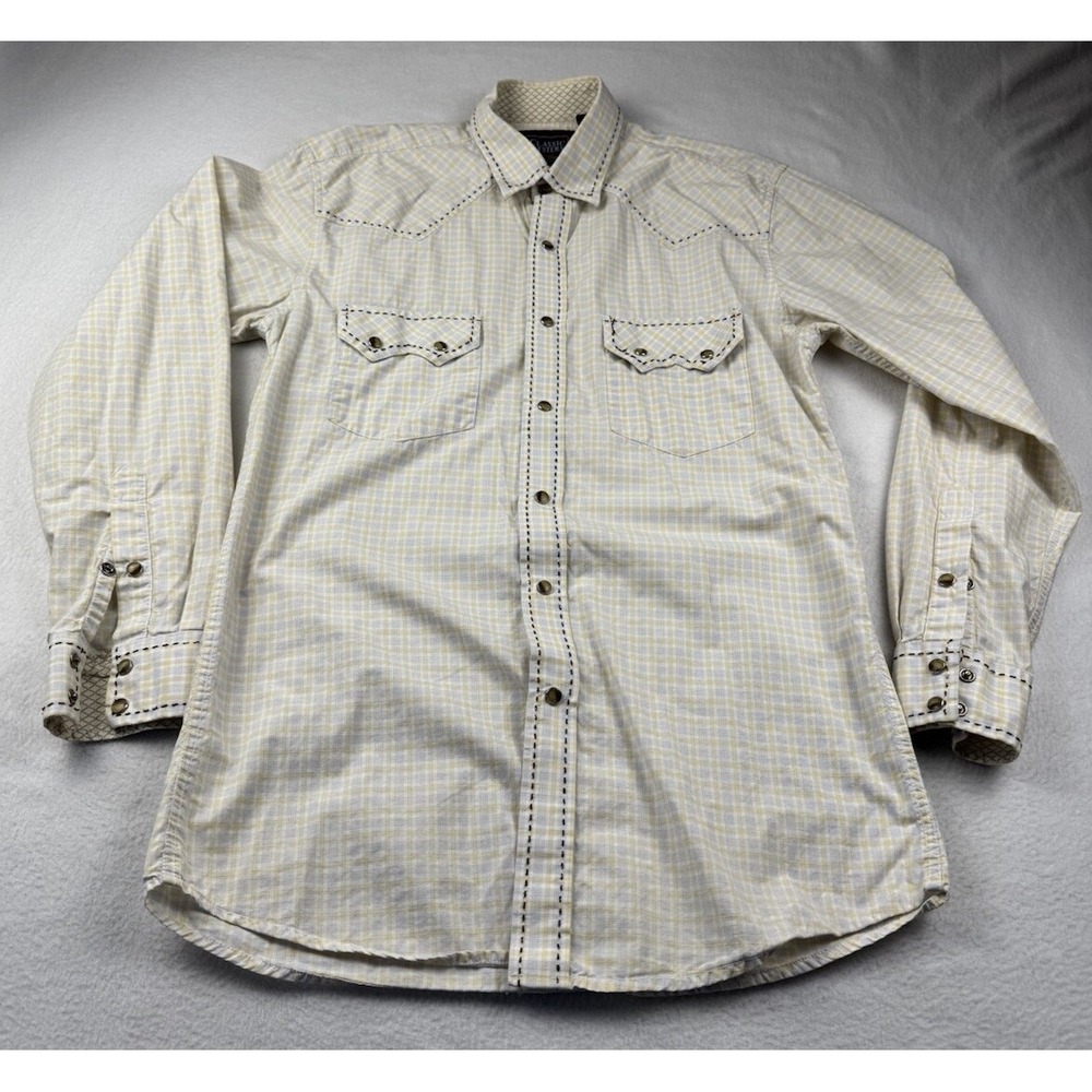 Classic Western Snap Down Plaid Shirt Size M
